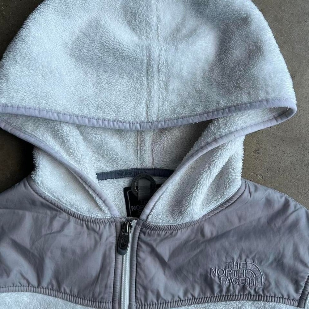 Women's The North Face Denali fleece hoodie white grey size M - Picture 3 of 8